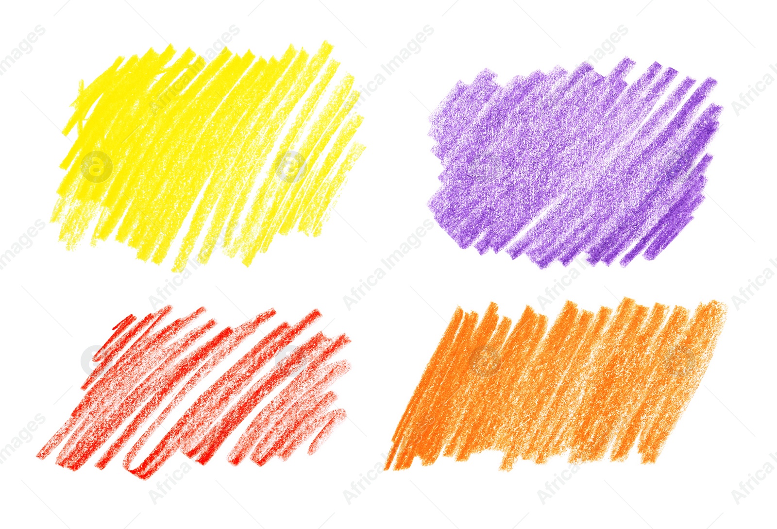 Image of Collage of color drawn pencil scribbles on white background