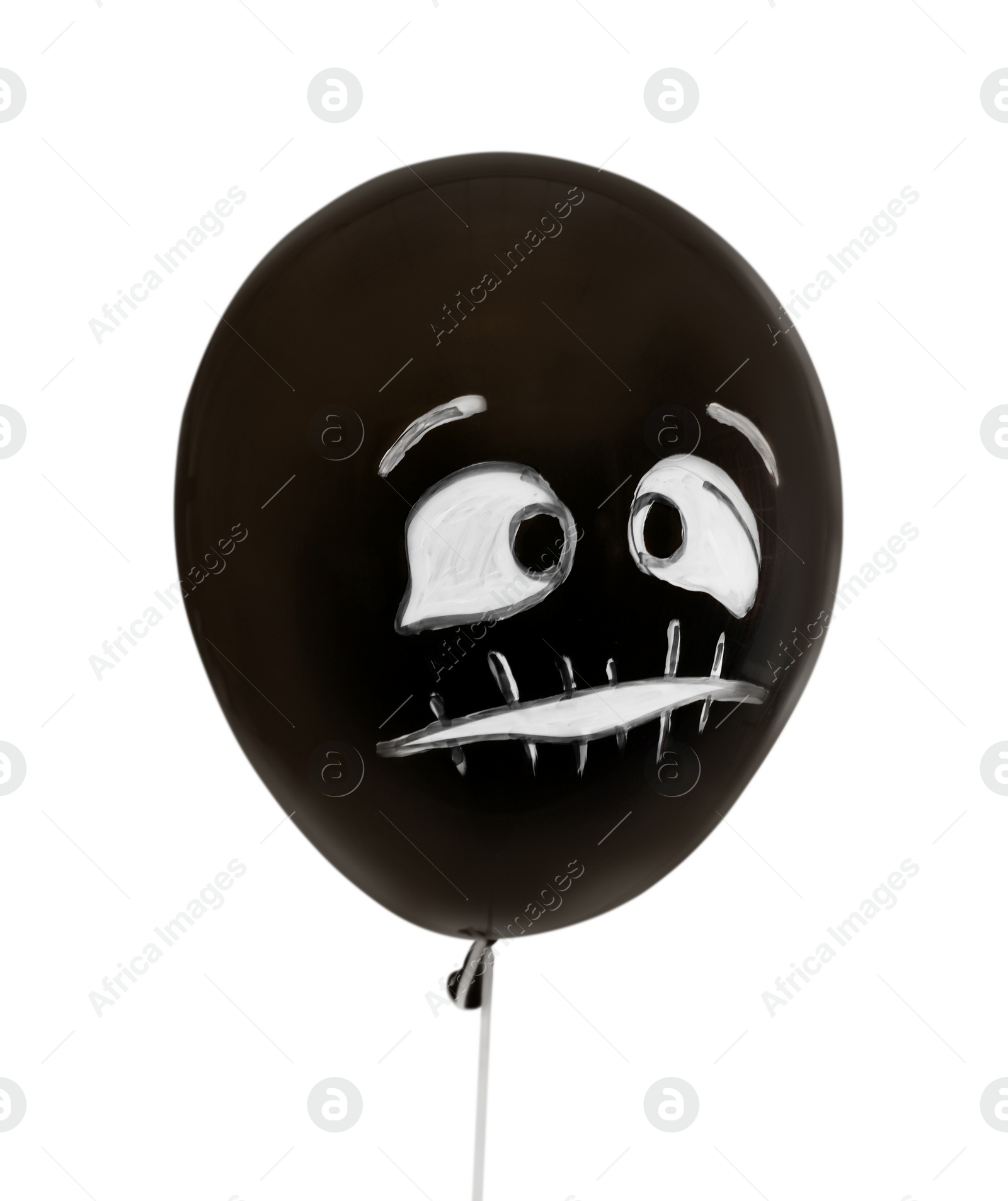 Photo of Spooky balloon for Halloween party on white background