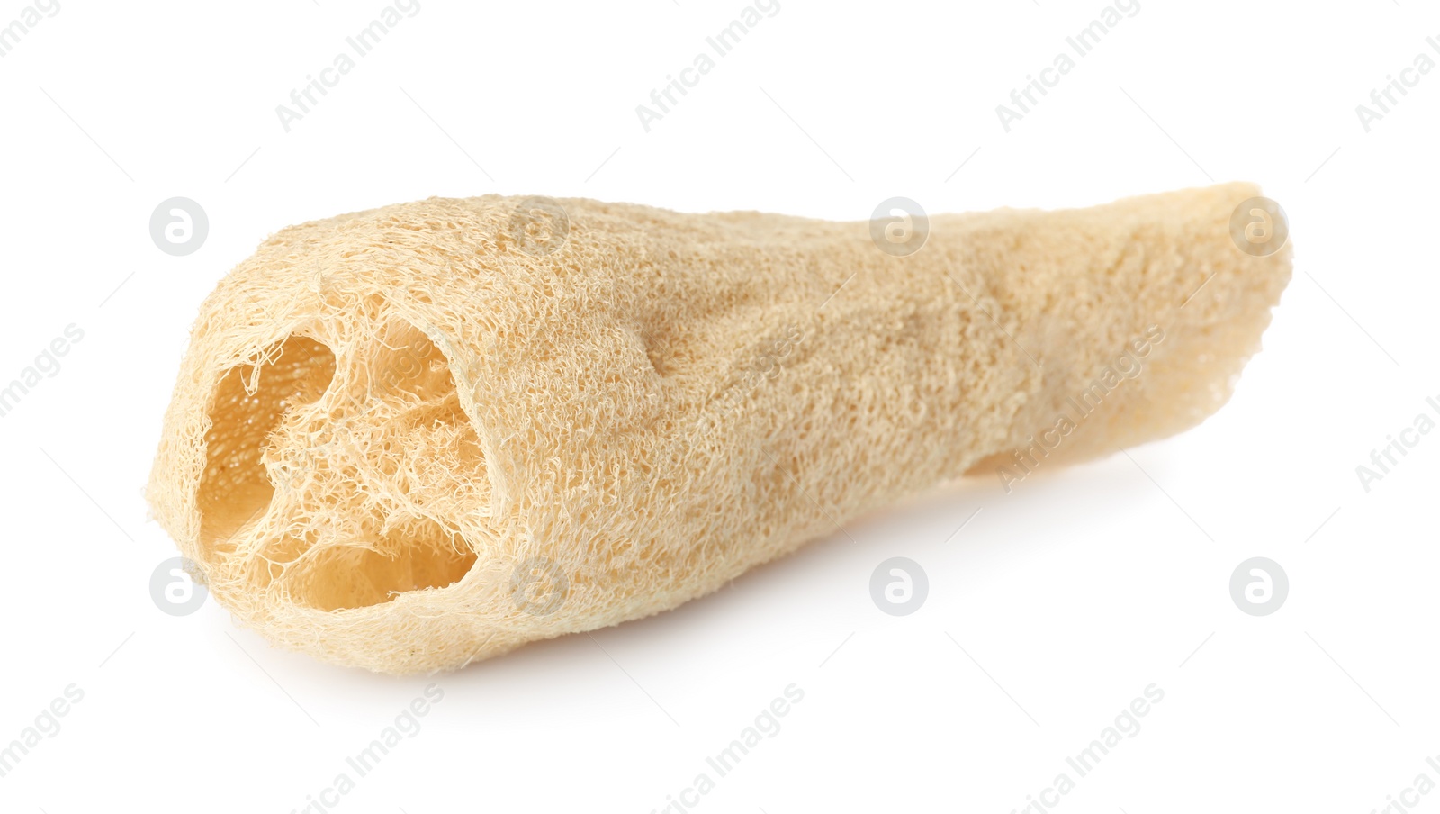 Photo of One natural loofah sponge isolated on white