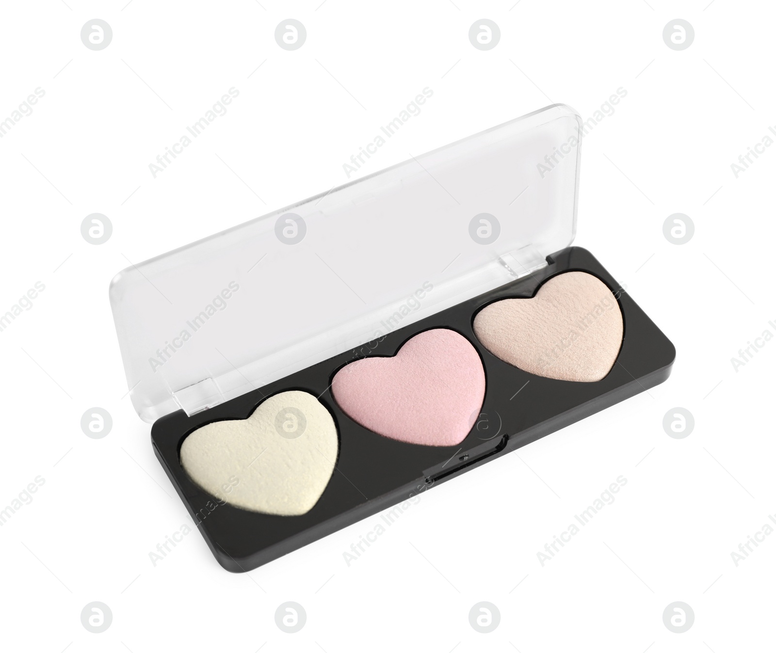 Photo of Beautiful eyeshadow palette isolated on white. Makeup product