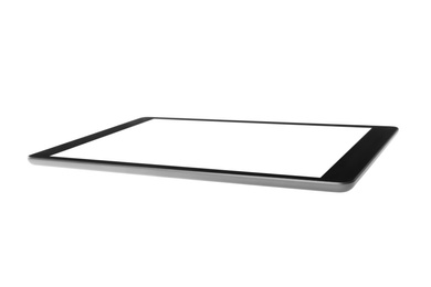 Tablet computer with blank screen isolated on white. Modern gadget