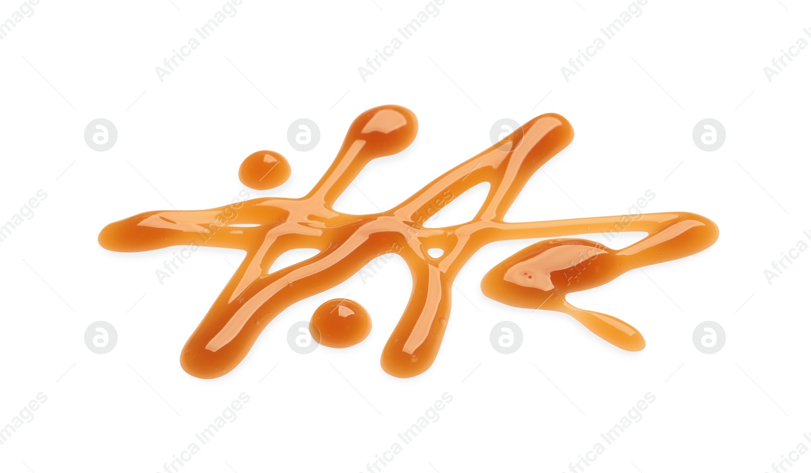 Photo of Stroke of sweet caramel sauce isolated on white