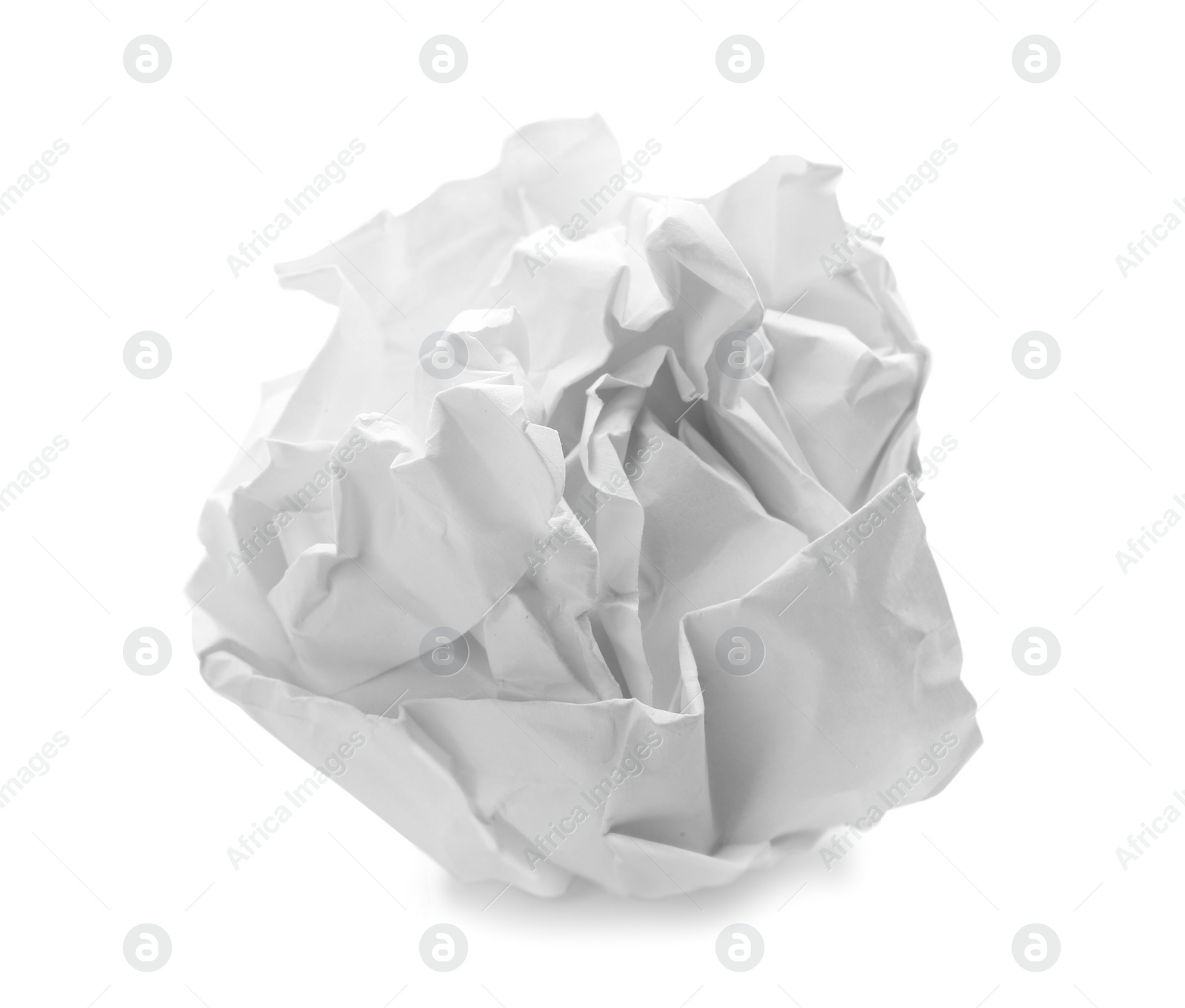 Photo of Crumpled sheet of paper on white background