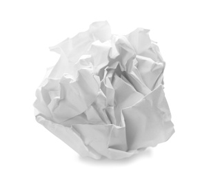 Photo of Crumpled sheet of paper on white background