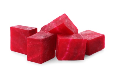 Cut fresh red beet on white background