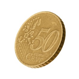 Fifty euro cent coin isolated on white