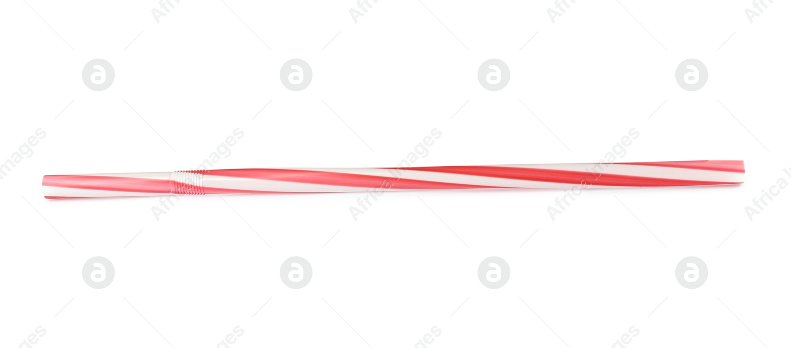 Photo of Bright disposable plastic straw isolated on white