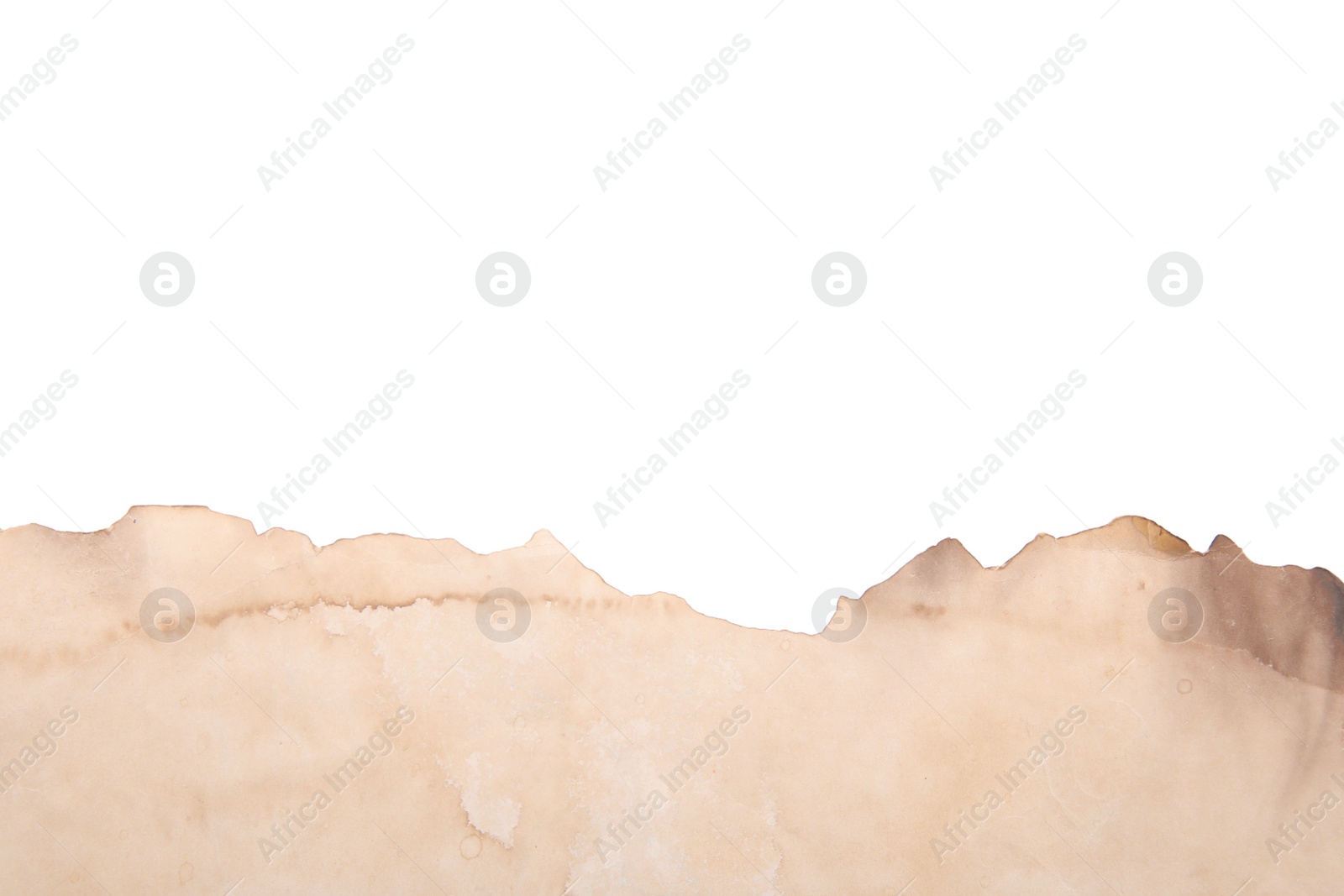 Photo of Sheet of old paper isolated on white, top view. Space for text