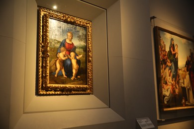 Photo of Florence, Italy - February 8, 2024: Different famous paintings at Uffizi gallery
