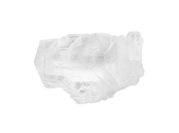 Crystal of natural sea salt isolated on white, macro view