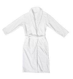 Soft clean terry cloth bathrobe isolated on white