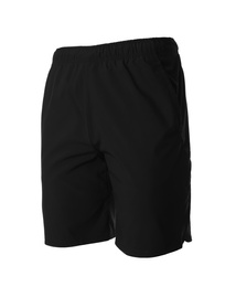 Photo of Black men's shorts isolated on white. Sports clothing