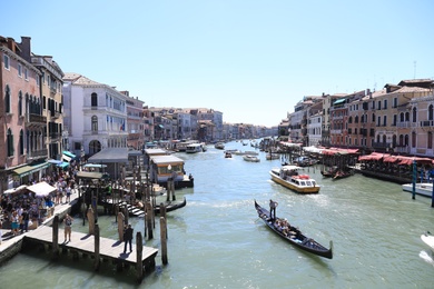 Photo of VENICE, ITALY - JUNE 13, 2019: Picturesque view of Grand Canal. Grand Canal is most famous channel in city