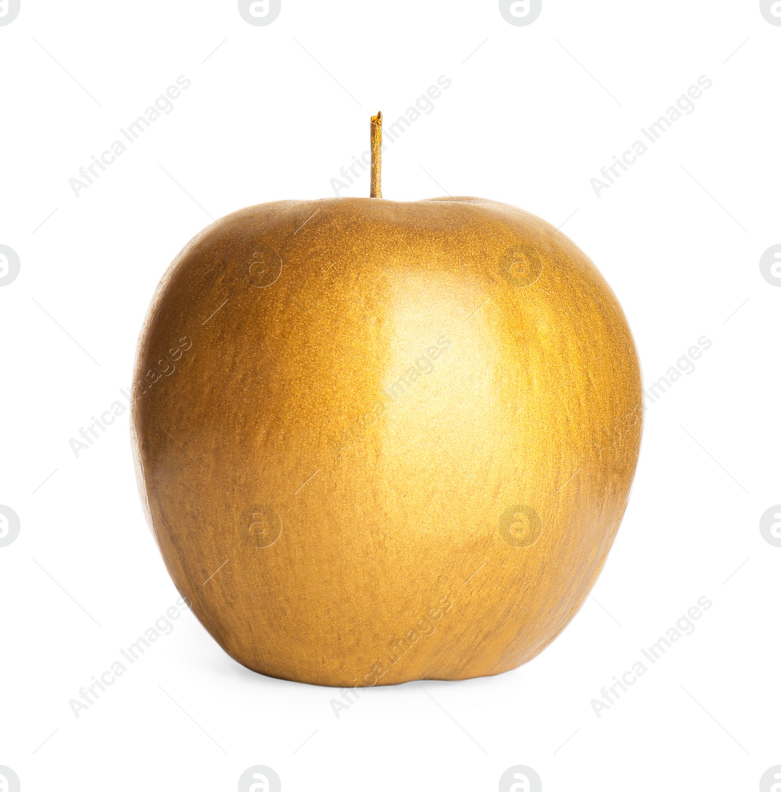 Photo of Gold painted fresh apple on white background