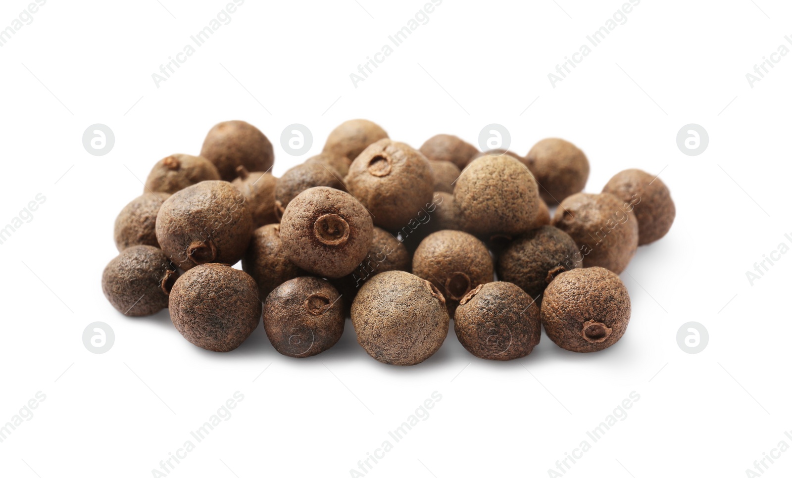 Photo of Dry allspice berries (Jamaica pepper) isolated on white