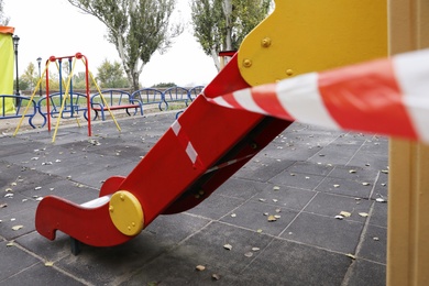 Photo of View of playground closed during COVID-19 quarantine