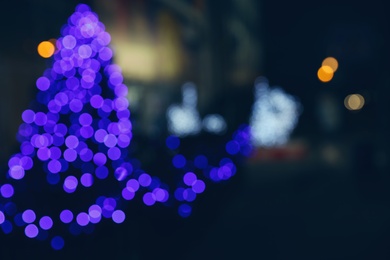 Beautiful street lights at night. Bokeh effect