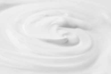 Photo of Delicious natural yogurt as background, closeup view