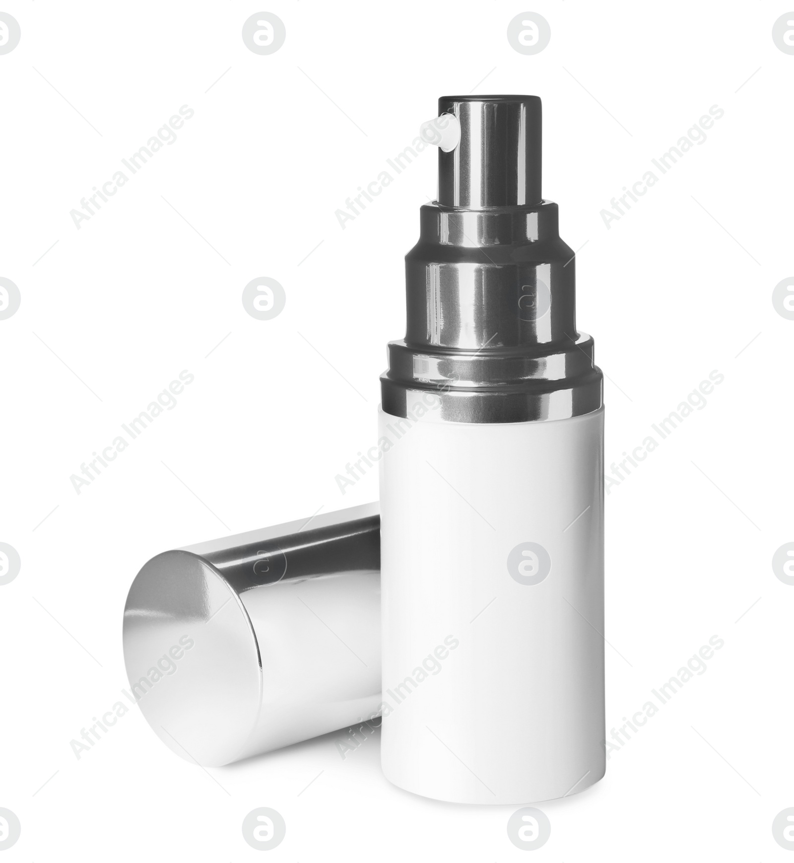 Photo of Bottle of luxury serum isolated on white