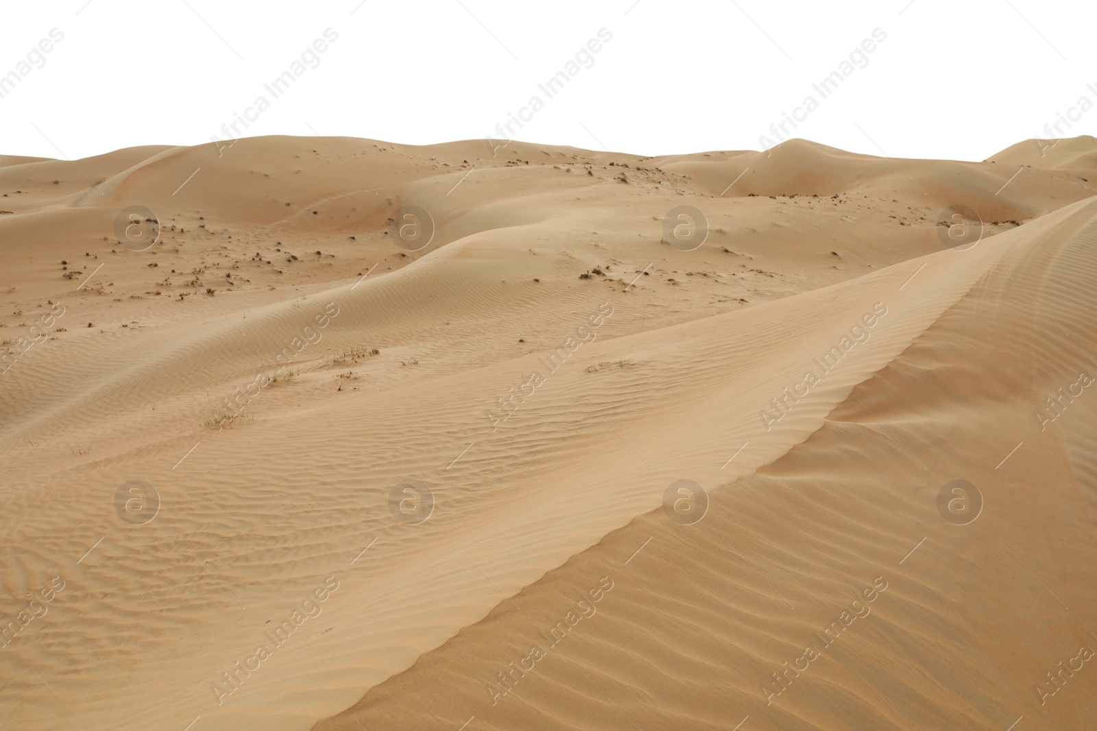 Image of Big hot sand dune on white background