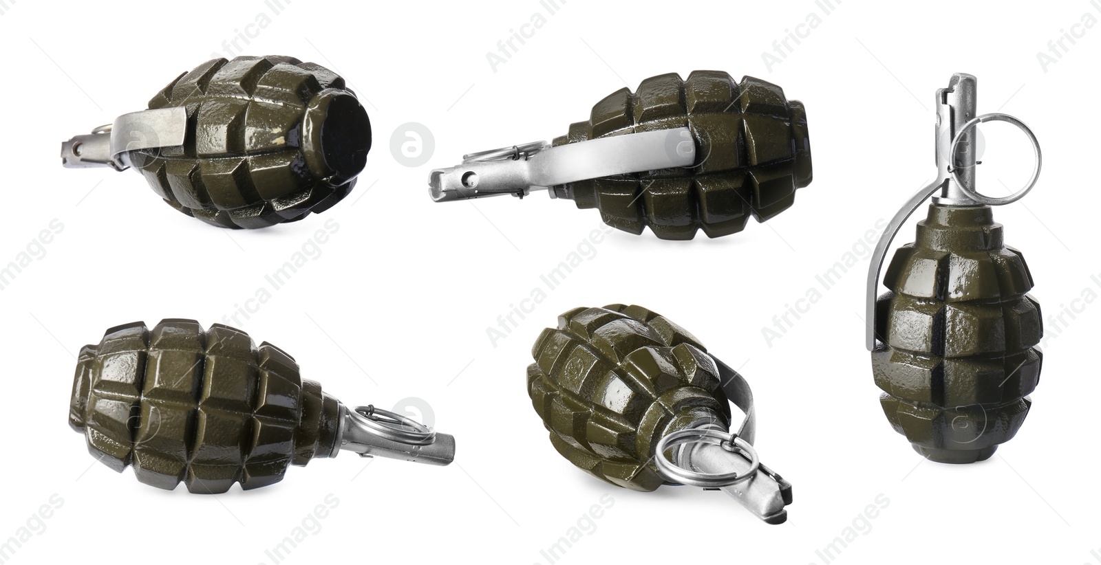 Image of Set with hand grenades on white background