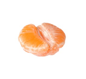 Half of peeled fresh ripe tangerine isolated on white