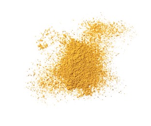 Photo of Dry curry powder isolated on white, top view