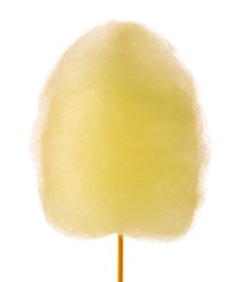 Photo of One sweet yellow cotton candy isolated on white