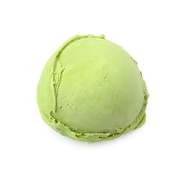 Photo of Scoop of tasty matcha ice cream isolated on white