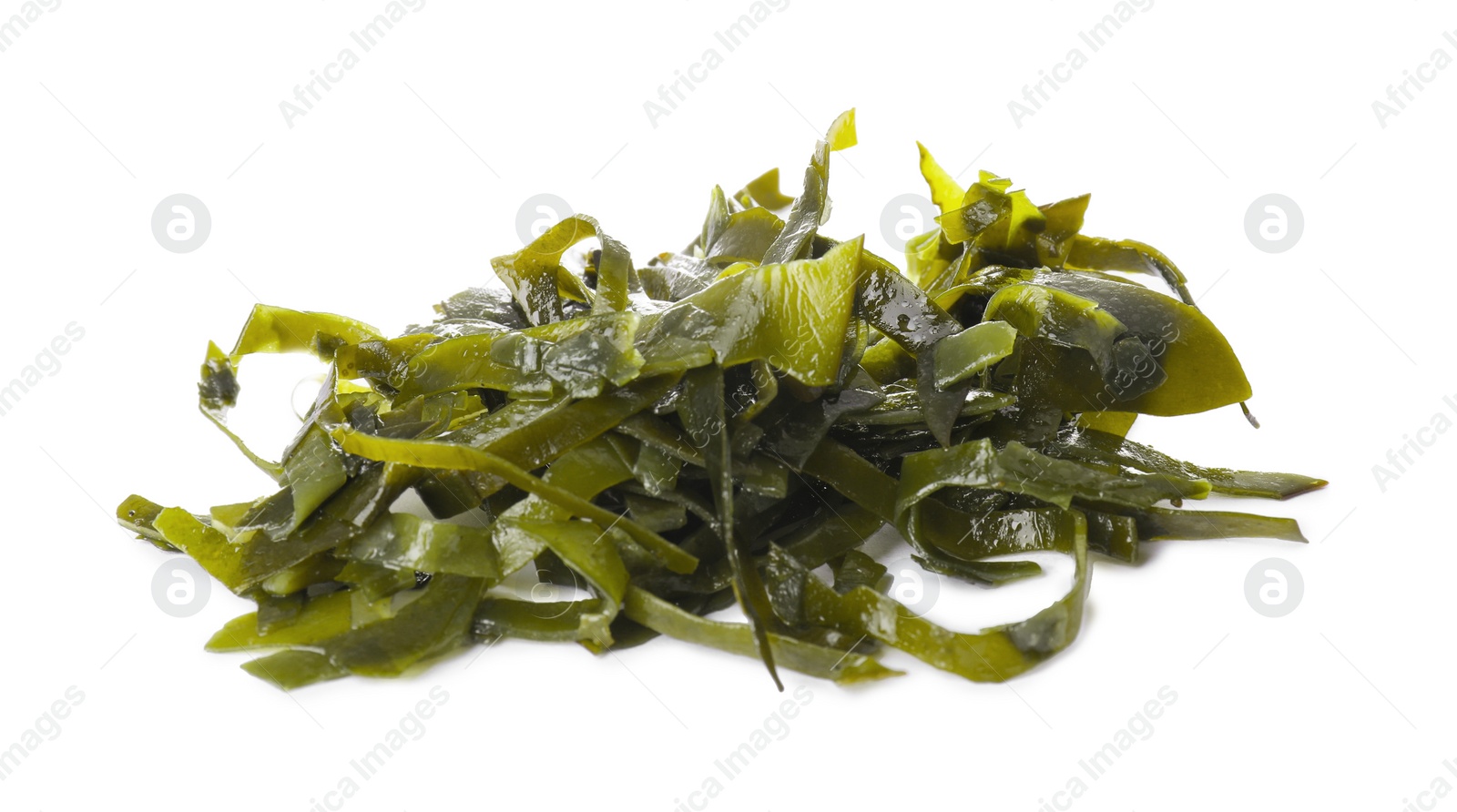 Photo of Fresh laminaria (kelp) seaweed isolated on white