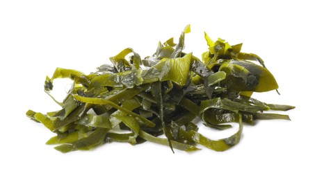 Photo of Fresh laminaria (kelp) seaweed isolated on white