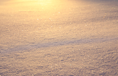 Photo of Beautiful snowdrift as background, closeup view. Winter weather