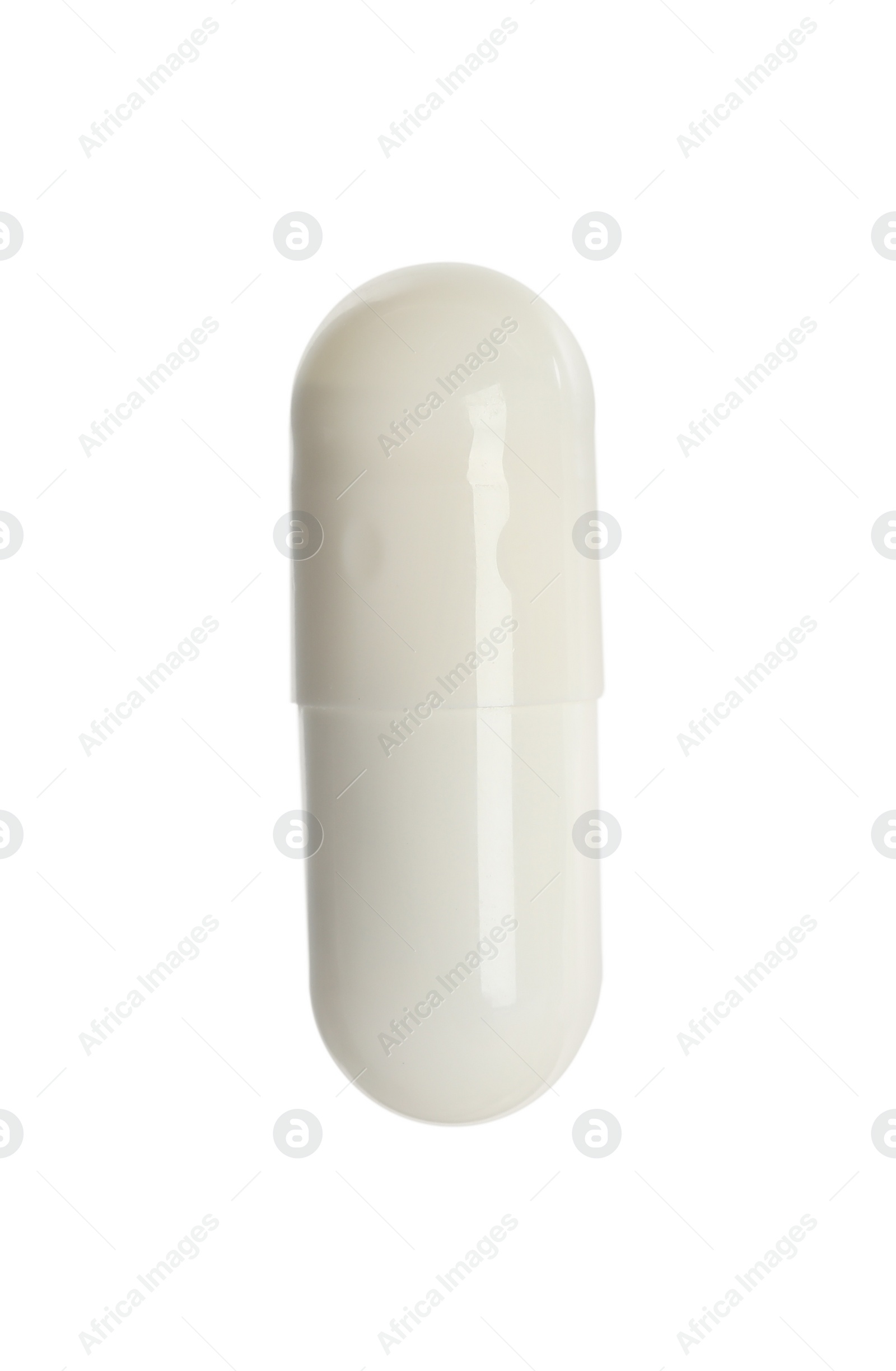 Photo of One pill isolated on white. Drug therapy