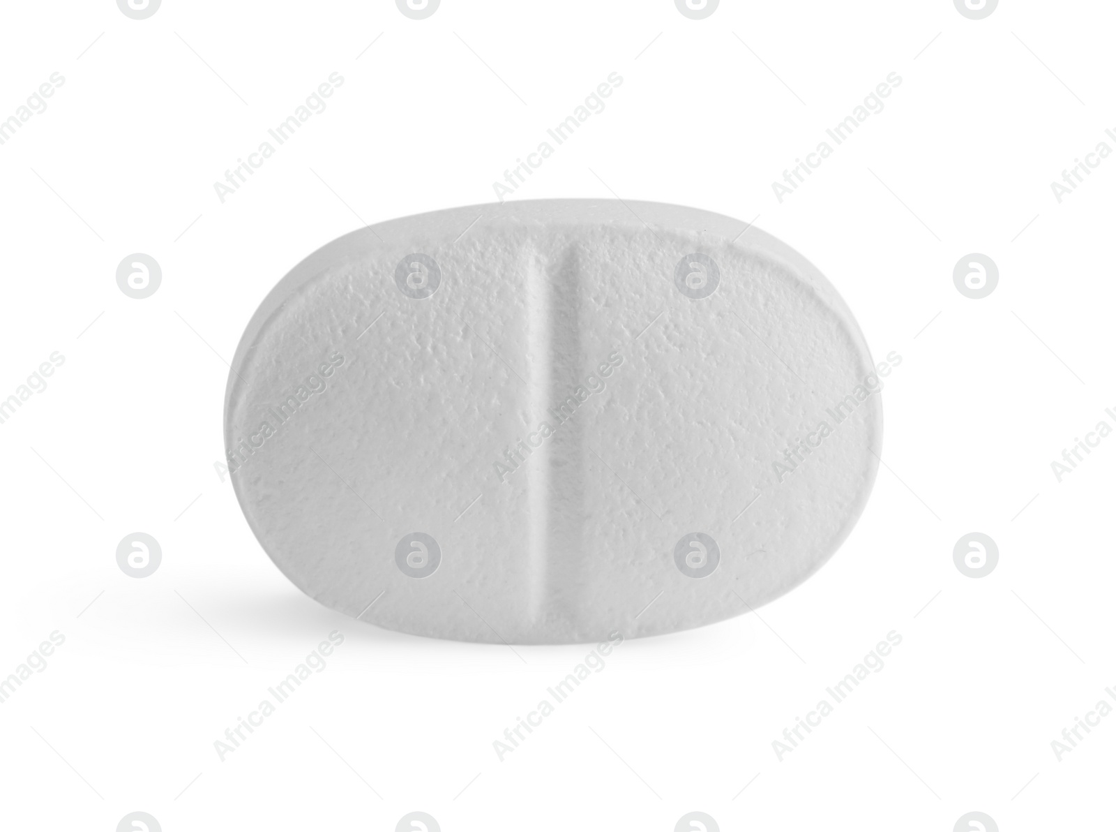 Photo of One pill on white background. Medicinal treatment