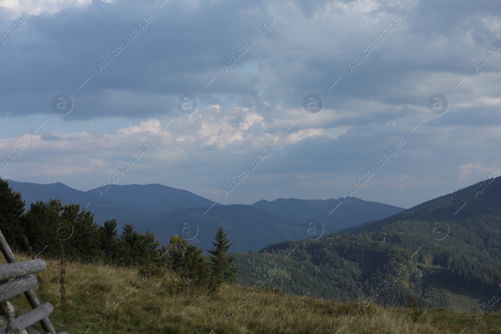 Photo of Beautiful view of majestic mountains under cloudy sky