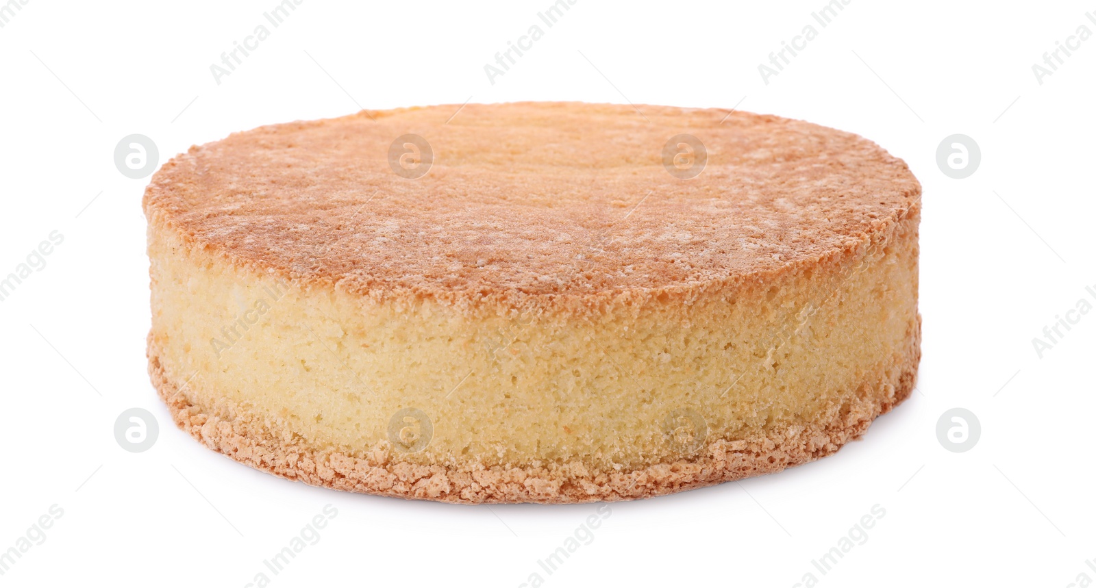 Photo of One tasty sponge cake isolated on white
