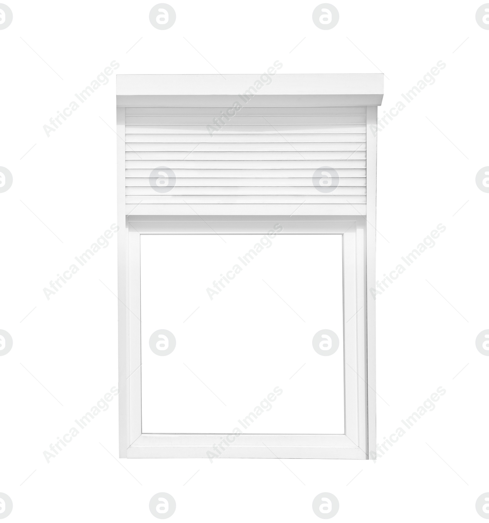Image of Modern window with rolling shutter isolated on white