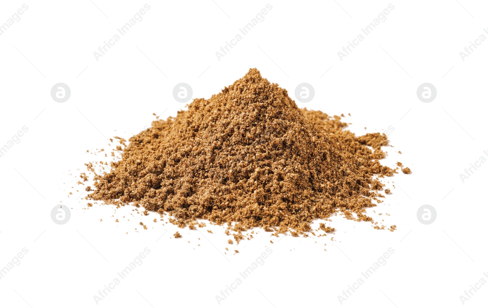 Photo of Heap of aromatic caraway (Persian cumin) powder isolated on white