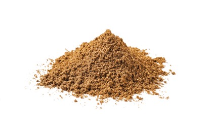 Heap of aromatic caraway (Persian cumin) powder isolated on white