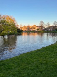 Picturesque view of beautiful canal in evening