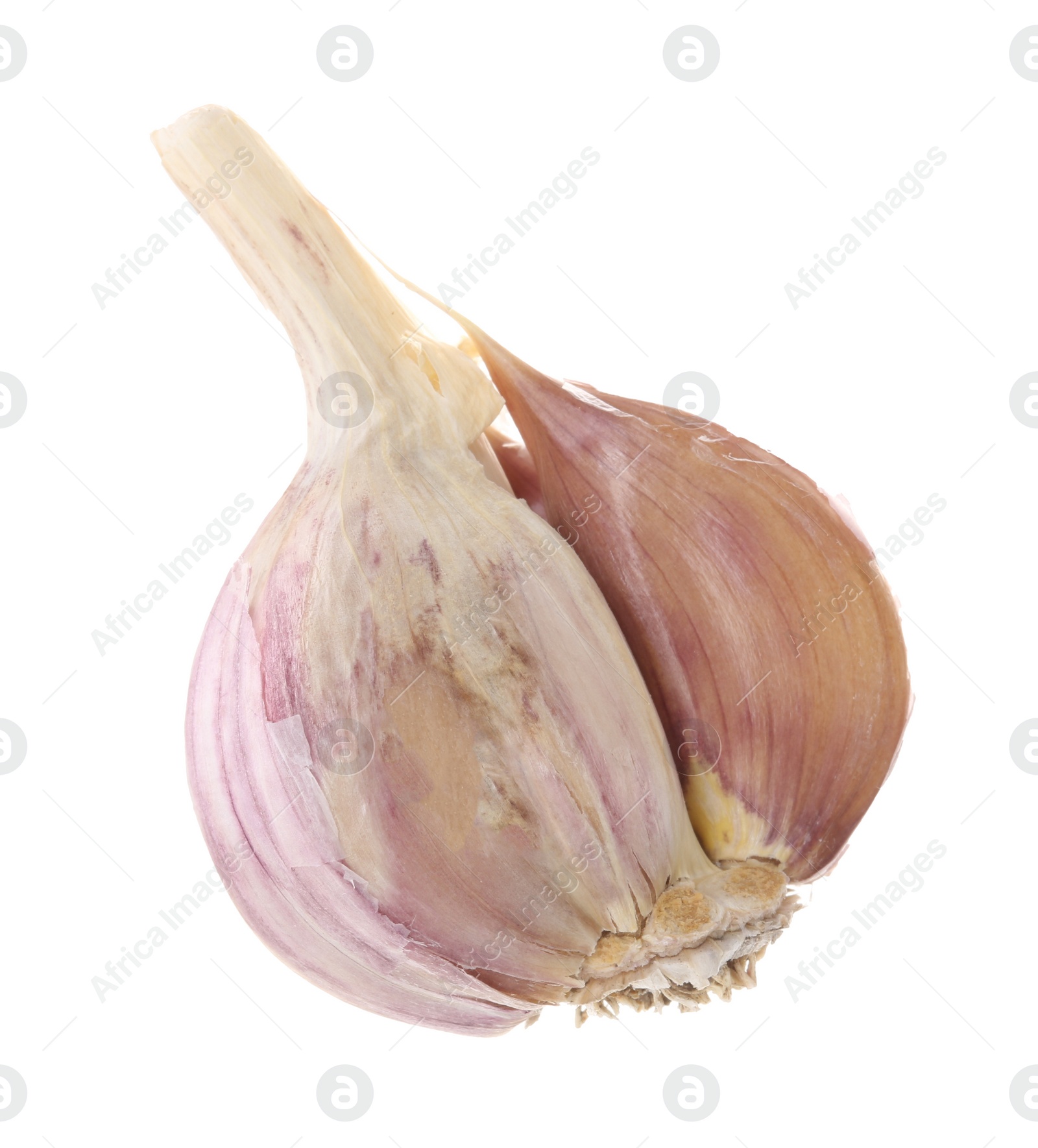 Photo of Cloves of fresh garlic isolated on white