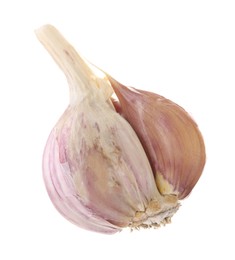 Photo of Cloves of fresh garlic isolated on white