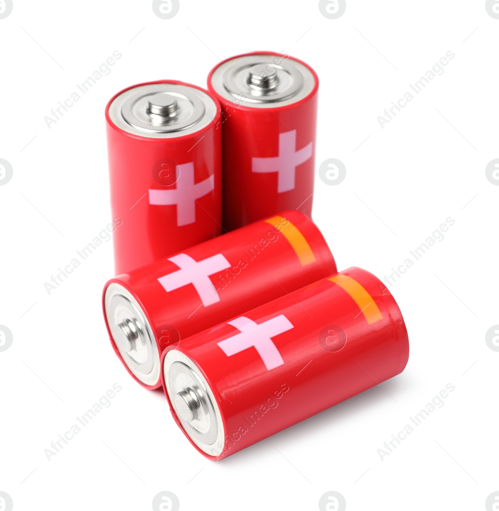 Photo of New C size batteries isolated on white