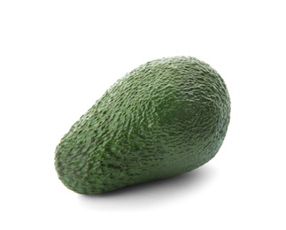 Photo of Ripe avocado on white background. Tropical fruit