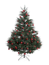 Photo of Beautiful decorated Christmas tree isolated on white