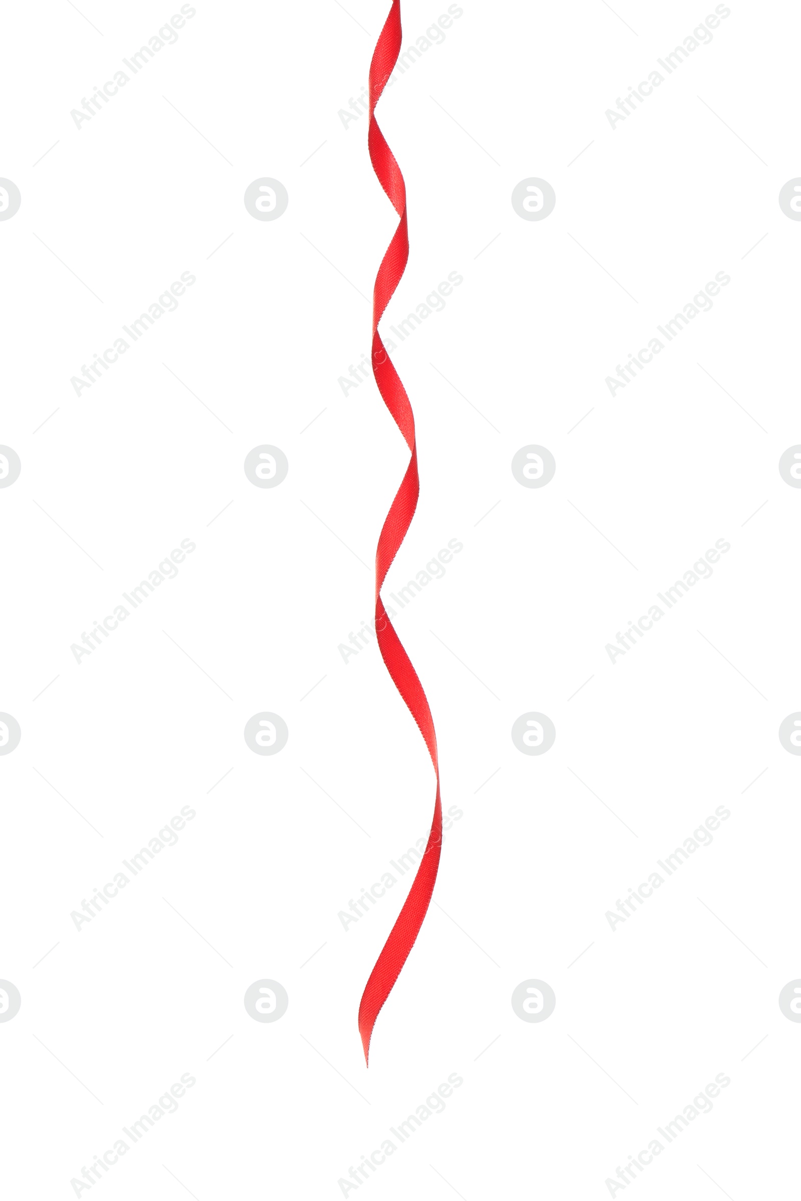 Photo of Beautiful satin ribbon on white background. Festive decoration