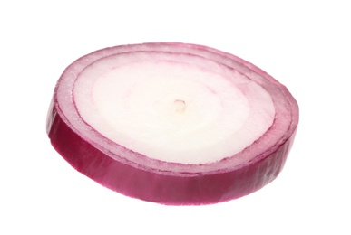 Photo of Fresh tasty onion slice on white background