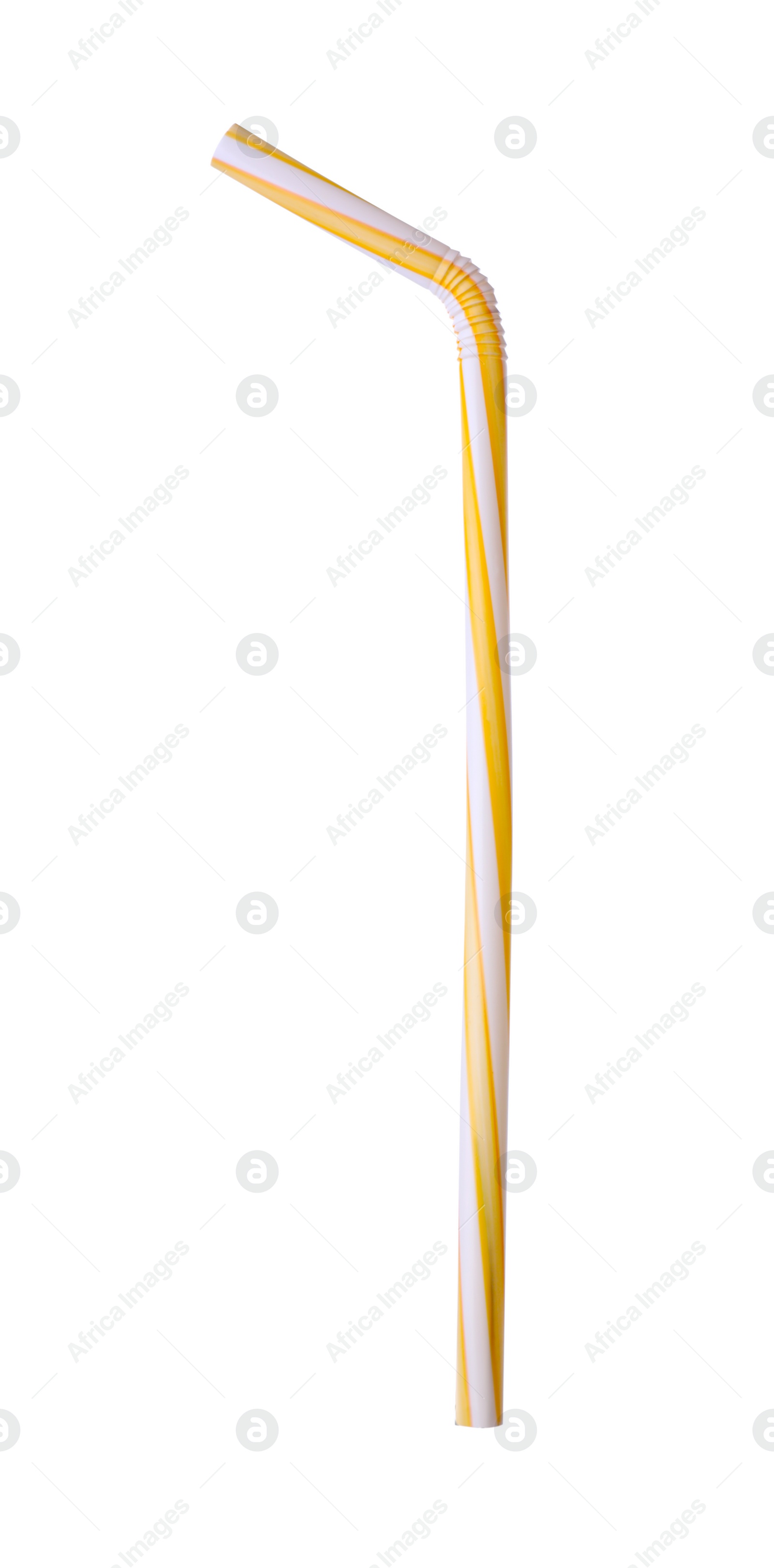 Photo of Yellow plastic cocktail tube isolated on white