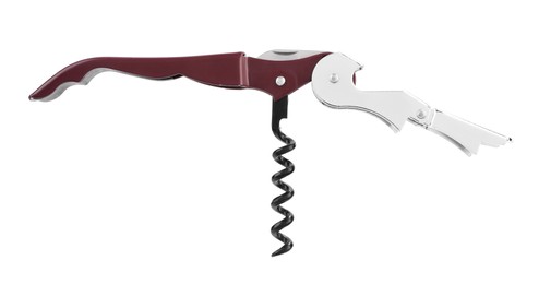 Photo of One corkscrew (sommelier knife) isolated on white