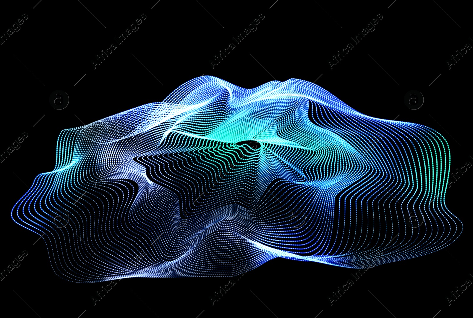 Image of Illustration of dynamic sound waves on black background